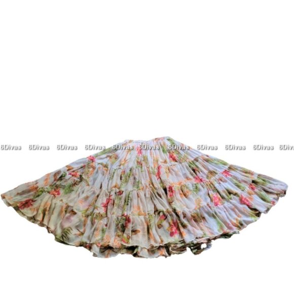 Fifteen Yard Skirt in Cream Beige with butterfly and bird motif - Picture 3 of 11